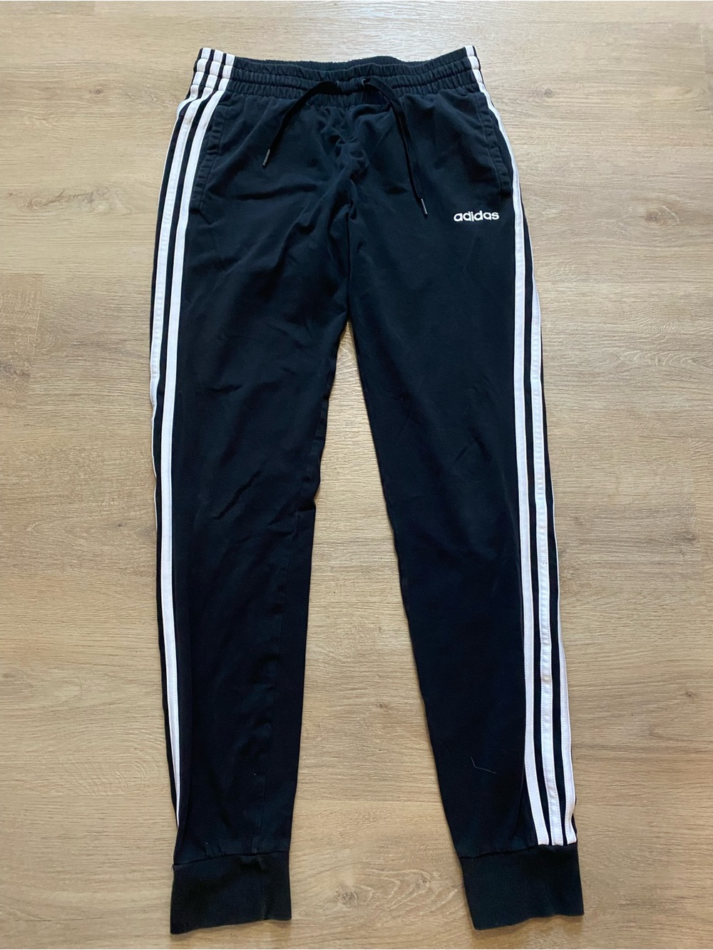 adidas Black Joggers with White Side Stripes